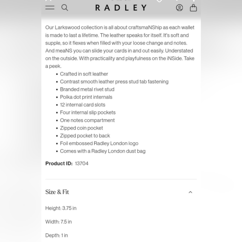 Radley London Teal Leather Wallet - Picture 4 of 4